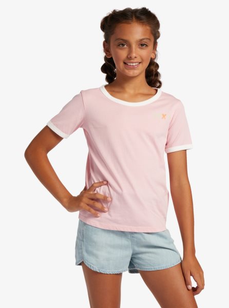 Pink Kids' Roxy 4-16 Cottonflower T Shirts | USA HQKS-69018