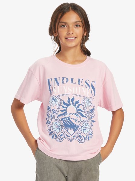 Pink Kids' Roxy 4-16 Endless Sunshine Oversized T Shirts | USA JMAO-36982