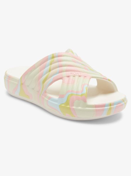 Pink / Light Green Women's Roxy Rivie Print Sandals | USA LHVN-82096