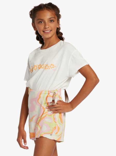 Pink Stripes Kids' Roxy 4-16 Into The Unknown Wrap Skort Shorts | USA UPKN-28974