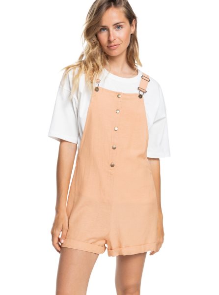 Pink Women's Roxy Back To Goodbye Short Overalls Rompers | USA ZHSC-16723