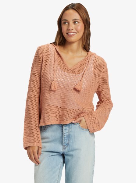 Pink Women's Roxy Cropped After Beach Break Hoodie | USA ZYIE-84326