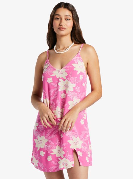 Pink Women's Roxy Daytrip Mini V-Neck Slip Dress | USA IUBX-48253