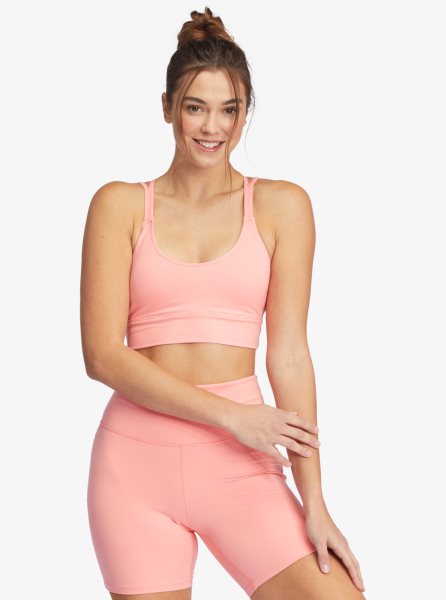 Pink Women's Roxy Kaileo Elongated Sports Bra | USA HWRI-34260