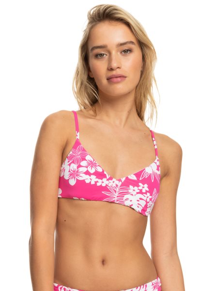 Pink Women's Roxy Printed Beach Classics Athletic Triangle Bikini Tops | USA KNFI-41708