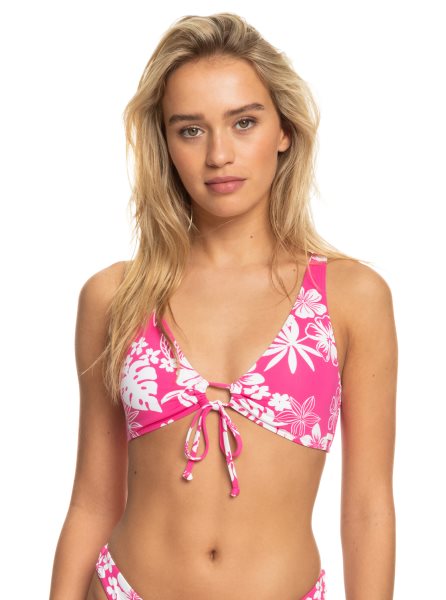 Pink Women's Roxy Printed Beach Classics Elongated Bikini Tops | USA YHED-62780