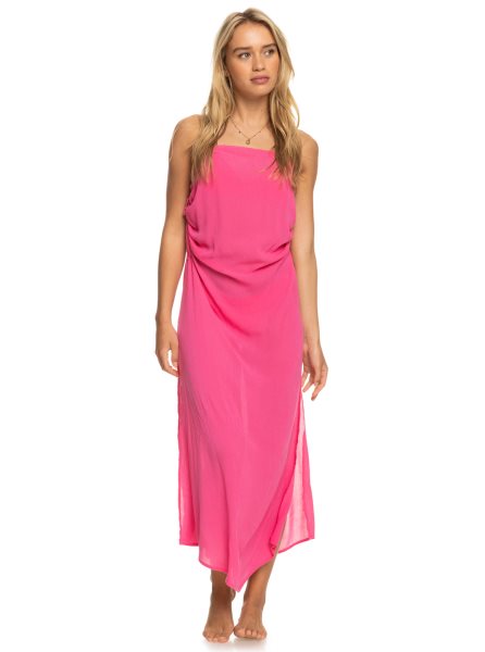 Pink Women's Roxy Sweety Night Maxi Beach Dress | USA HQKJ-13985