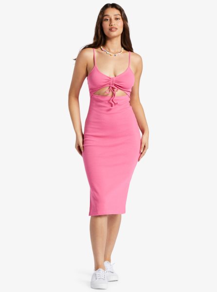 Pink Women's Roxy Wavey Baby Rib Knit Dress | USA AOUS-85207