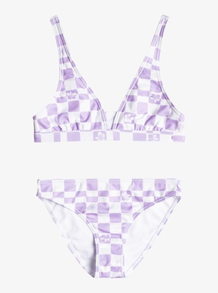 Purple Rose Flower Kids' Roxy 7-16 Magical Waves Elongated Two Piece Set Bikinis | USA MVRC-96025