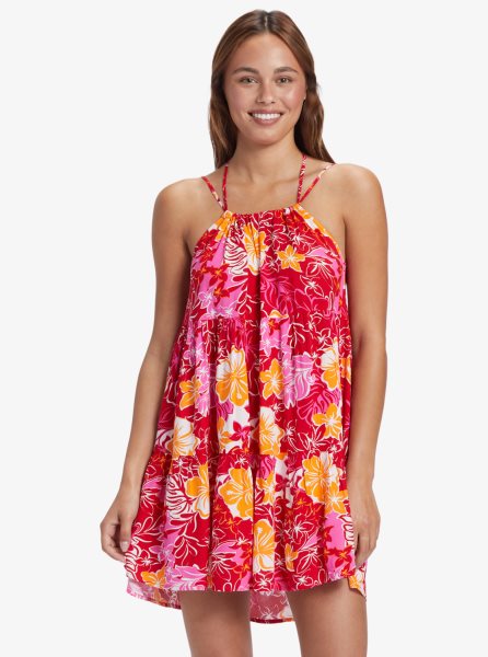 Red / Yellow Women's Roxy Evening Breeze Printed Tent Dress | USA NUIW-31209