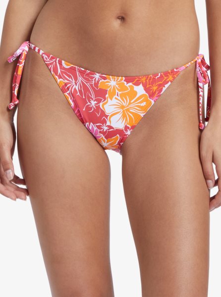 Red / Yellow Women's Roxy Sea Spray Tie Side Bikini Bottoms | USA JHLF-20689