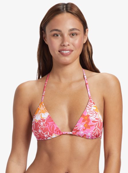 Red / Yellow Women's Roxy Sea Spray Tiki Tri Bikini Tops | USA KJLE-30795