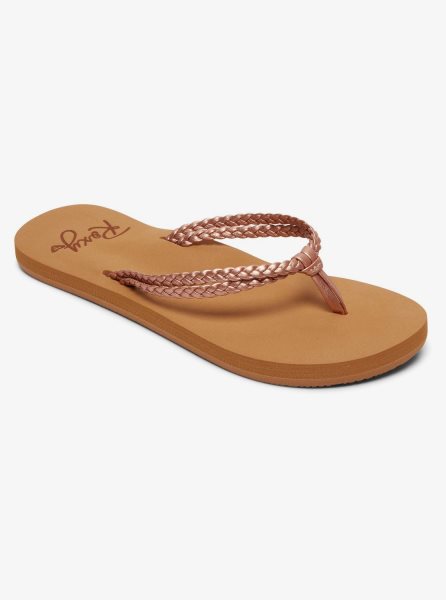 Rose Gold Kids' Roxy 4-16 Costas Flip Flops | USA YWRD-91254