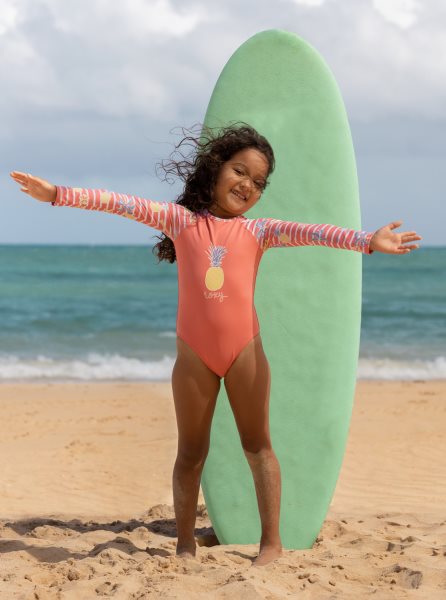 Rose Kids' Roxy 2-7 Little Pineapple Long Sleeve UPF 50 One Piece Rashguards | USA TFRL-82457