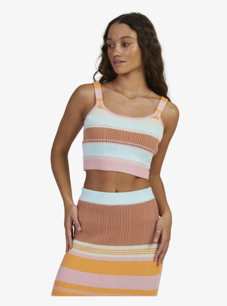 Stripes Women's Roxy Playa Morning Knitted Vest Tops | USA GQXA-05612