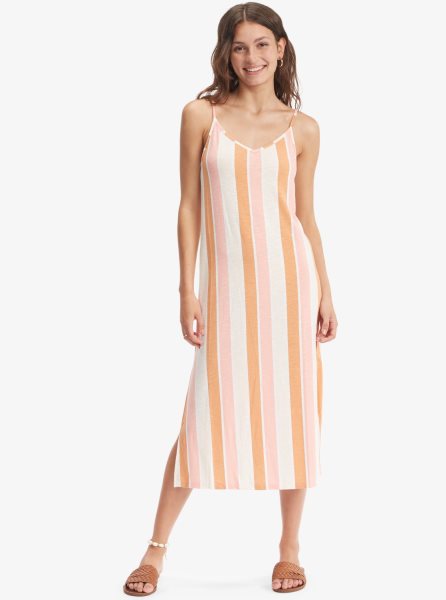 Stripes Women's Roxy Promised Land Strappy Midi Dress | USA LZHM-12648