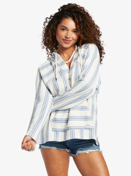 Stripes Women's Roxy Wild And Free Poncho Style Hoodie | USA ZSAJ-40369