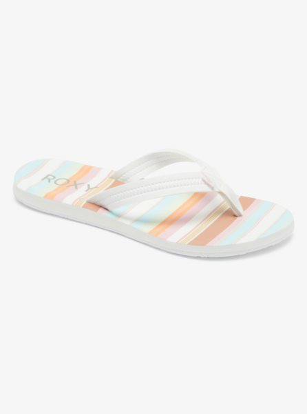 White / Blue Women's Roxy Vista Loreto Flip Flops | USA TGUA-13268