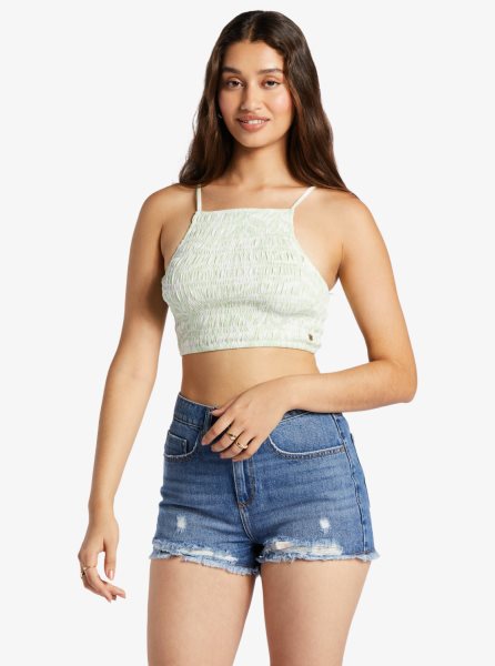 White / Green Women's Roxy Live Free Strappy Tanks | USA JBSR-52706