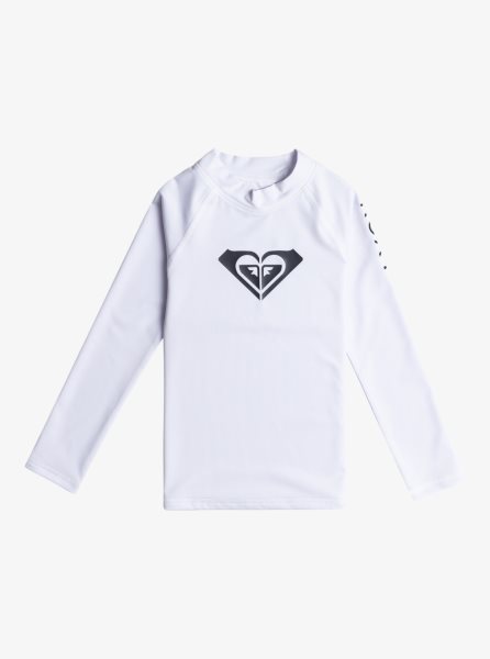 White Kids' Roxy 2-7 Whole Hearted Long Sleeve UPF 50 Rashguards | USA ZVCB-85943