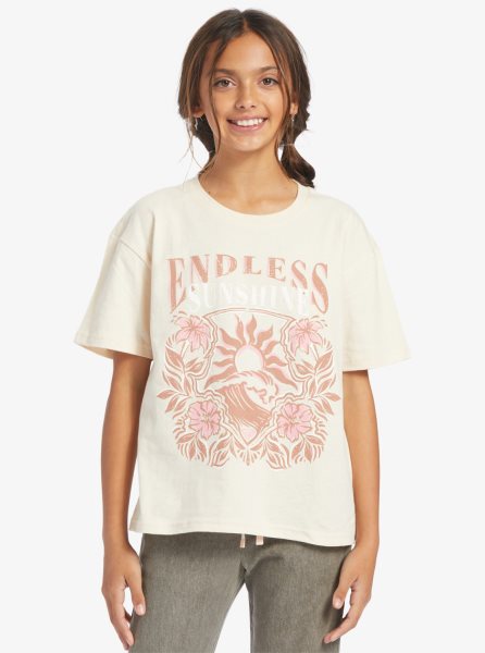 White Kids' Roxy 4-16 Endless Sunshine Oversized T Shirts | USA NIYP-72649