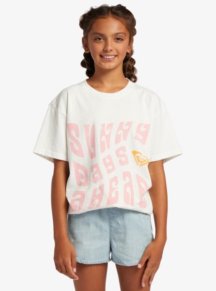 White Kids' Roxy 4-16 Sunny Days Oversized T Shirts | USA LZYW-85279