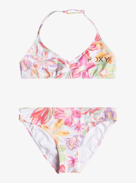 White Kids' Roxy 7-16 Tropical Time Triangle Two Piece Set Bikinis | USA JAOV-47318