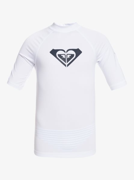 White Kids' Roxy 7-16 Wholehearted UPF 50 Short Sleeve Rashguards | USA UXFA-67152