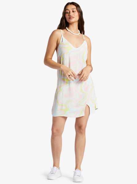 White / Multicolor Women's Roxy Daytrip Mini V-Neck Slip Dress | USA CTDY-98326