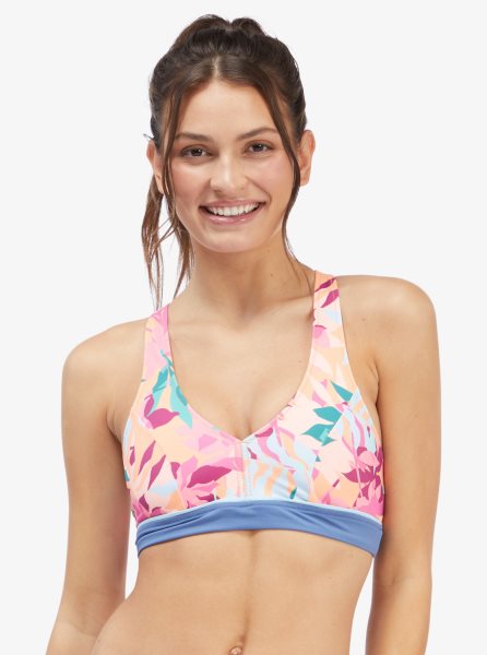 White / Orange / Pink Women's Roxy Active Halter Bikini Tops | USA TAMF-21045