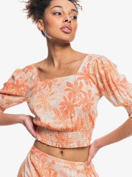 White / Orange / Pink Women's Roxy Million Waves Again Woven Tops | USA RNPX-97458