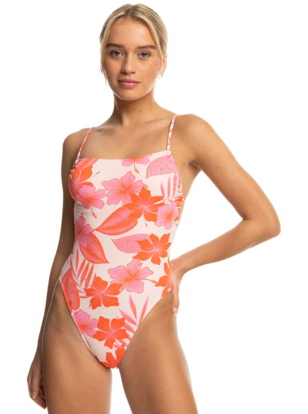 White / Orange / Pink Women's Roxy Printed Beach Classics One Piece Swimsuits | USA DUBJ-58160