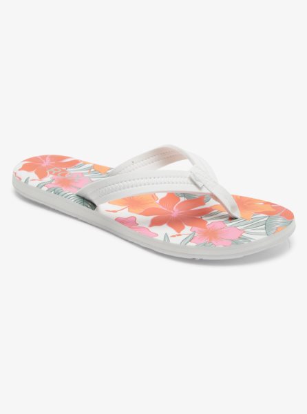 White / Orange / Pink Women's Roxy Vista Loreto Flip Flops | USA DYOB-05432