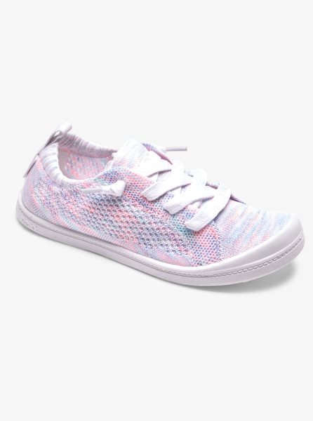 White / Pink Kids' Roxy 4-16 Bayshore Sneakers | USA QOMA-40275