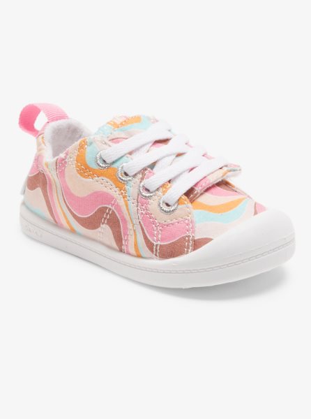 White / Pink / Turquoise Kids' Roxy Bayshore Sneakers | USA OVEN-75639