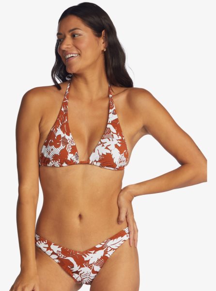 White / Red Women's Roxy Endless Swell Elongated Tiki Triangle Bikini Tops | USA HKVX-02964