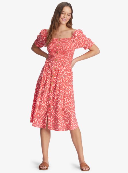 White / Red Women's Roxy Sunshine Mind Woven Dress | USA AYKO-68724