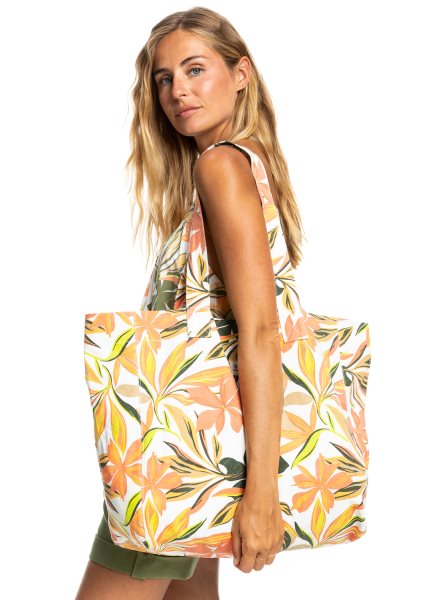 White Women's Roxy Anti Bad Vibes Printed Large Tote Bags | USA JHPZ-50913