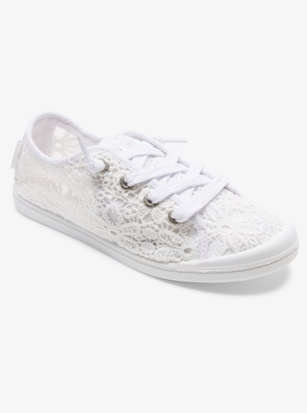 White Women's Roxy Bayshore Sneakers | USA KDCU-74086