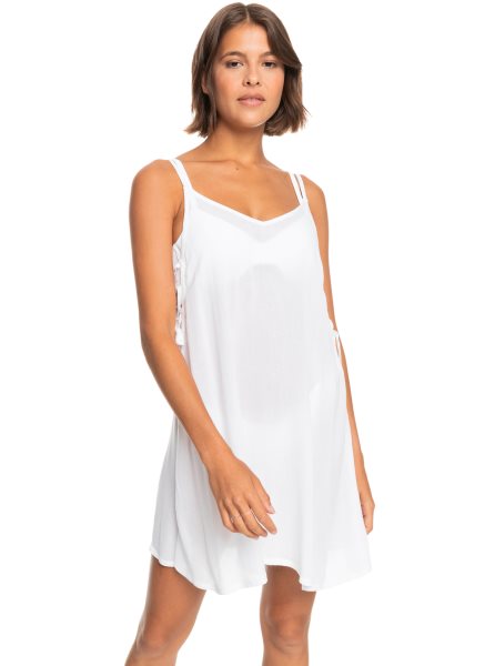 White Women's Roxy Beachy Vibes Solid Beach Cover-Up Dress | USA DPBZ-87293