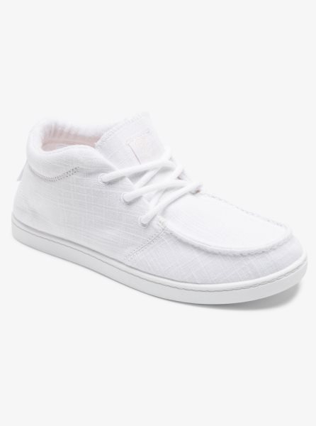 White Women's Roxy Minnow Mid Mid-Top Sneakers | USA VDNW-91073