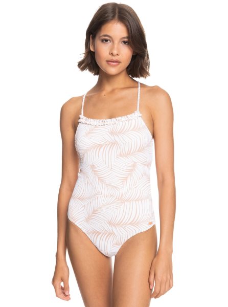 White Women's Roxy Palm Tree Dreams One Piece Swimsuits | USA OAVM-30428