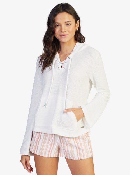 White Women's Roxy Pearling Oversized Poncho Style Hoodie | USA YRZP-36194