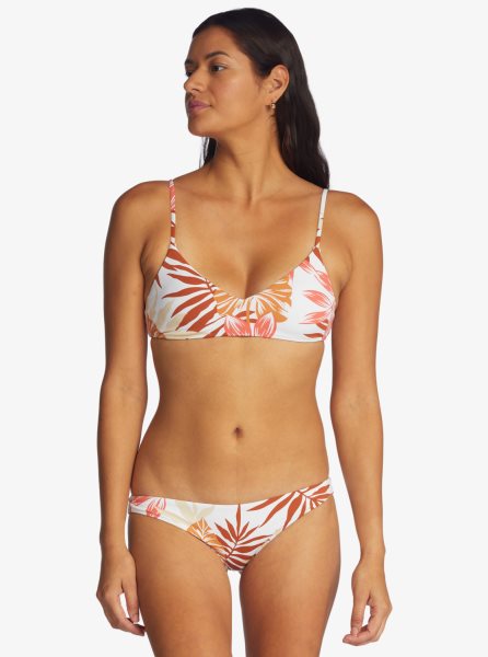 White Women's Roxy Printed Beach Classics Cheeky Bikini Bottoms | USA VWXS-30259