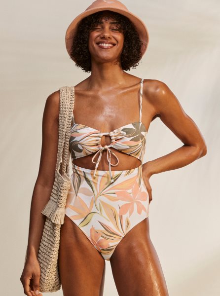 White Women's Roxy Printed Beach Classics One Piece Swimsuits | USA ZVGX-75146