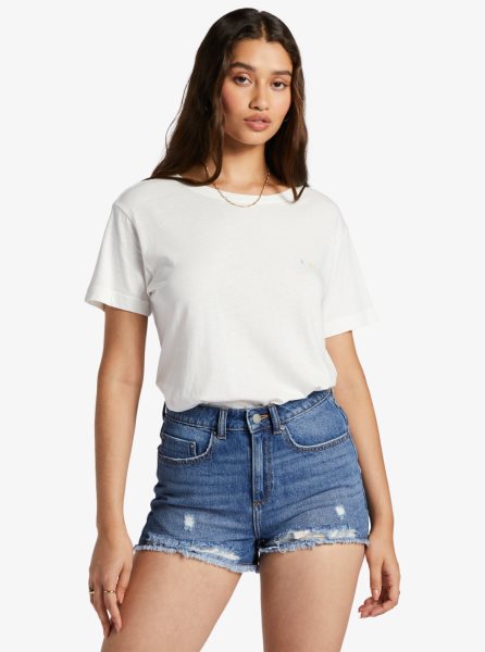 White Women's Roxy Throwback Oversized T Shirts | USA OKPL-67834