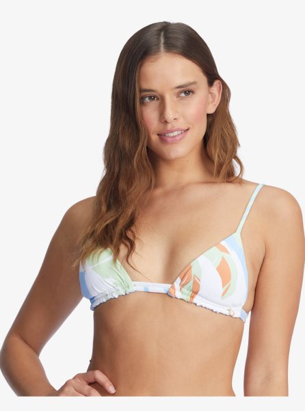 White Women's Roxy Wildflowers Reversible Tiki Triangle Bikini Tops | USA BLYM-36049