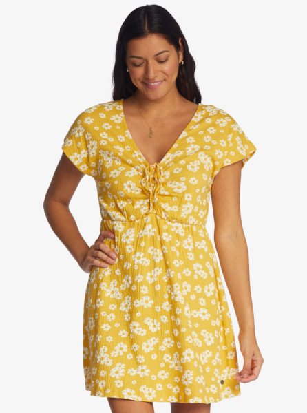 Yellow Flower Women's Roxy Simple Thoughts Knit Mini Dress | USA UOEB-27158